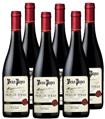VIEUX PAPES - Vin Rouge - Vin de France - Cépages Merlot Syrah - Lot de 6 bouteilles x 75 cl