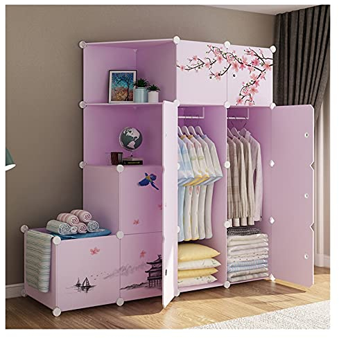 SERUMY Faltschrank Tragbare Kleiderschrank Schränke Kombination Armoire Baukabinett Großkapazität Kombinierter Lagerschrank Easy Montage und DIY 57,8 x 18,8 x 57,8 (lila) Kleiderschrank