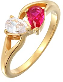 Elli Ring Damen Verlobungsring Infinity mit Zirkonia und synth. Rubin mit 925 Sterling Silber