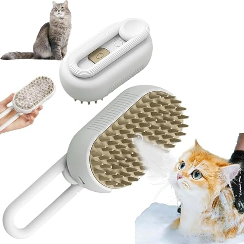 Spazzola a vapore per gatti, pettine per la rimozione dei peli di animali domestici con serbatoio dell'acqua, spazzola a vapore 3 in 1 per gatti, spazzola per la cura del gatto, pettine per la