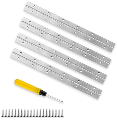 4 Stück Klavierband Edelstahl 30 cm Scharnier Klavierscharnier Stangenscharnier Türband gerollt mit 48 Schraube und Schraubendreher Für Klaviere, Schranktüren Schränke Aufbewahrungs Box