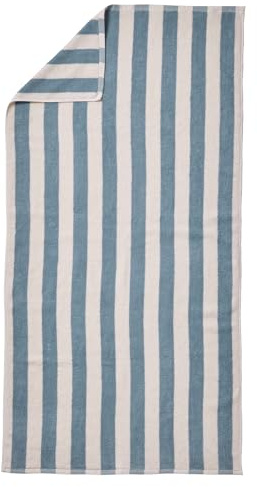VERTBAUDET Gestreiftes Badetuch Transat, mit recycelter Baumwolle, gestreift, Blau, 70 x 140 cm