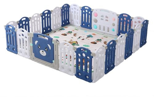 Doraystar Parc Bebe Modulable, Grand Parc Bebe avec Tapis, Barriere Parc Bebe Pliable Extérieur Intérieur, Parc de Jeux Bébé pour Centre d'activités pour Enfants avec Éponge Anti-collision (20+2)