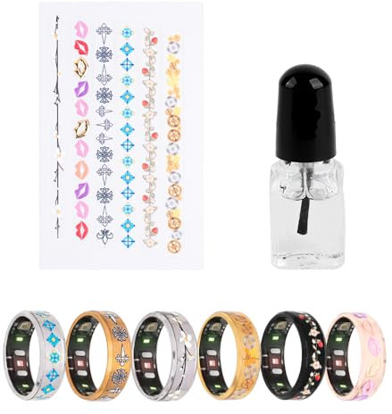 Wasserdichte Aufkleber, kompatibel mit Oura Ring Gen 4/3/Samsung Galaxy Ring/Ultrahuman Ring Air/RingConn 2/1, superdünne ästhetische Aufkleber, Schutz für AI Smart Ring Cover Zubehör (6 Stück, 12)