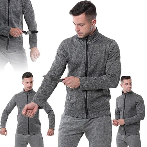 Ropa Antipuñaladas De 5 Niveles: Camiseta De Manga Larga Antimordidas, Chaqueta Táctica, Ropa De Seguridad Anticortes Para Policías Y Personal De Seguridad.,Grey-XL