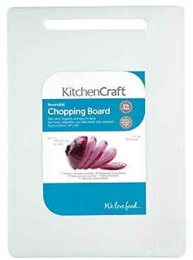 KitchenCraft Large Non-Toxic Plastic Chopping Board, 35 x 25 cm (14 x 10) - White
