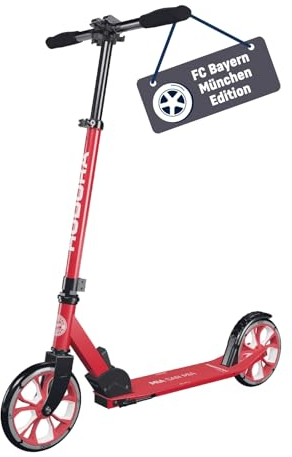 HUDORA Fanroller FC Bayern München Edition - FCB-Roller für Kinder / Jugendliche & Erwachsene bis zu 100 kg - Höhenverstellbarer FC Bayern Tretroller - Zusammenklappbarer Kick-Scooter