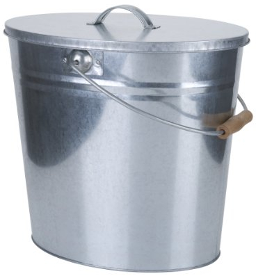 Kamino-Flam Zink-Ascheeimer mit Deckel - Kohleneimer klein, 15l - Kohleeimer verzinkt - Zinkeimer / Asche-Mülleimer als Kamin-Zubehör, für den Grill & für Kohlen