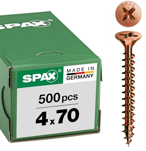 SPAX Universalschraube, 4,0 x 70 mm, 500 Stück, Kreuzschlitz Z2, Senkkopf, Teilgewinde, 4CUT, Brüniert C1A, 1081140400705