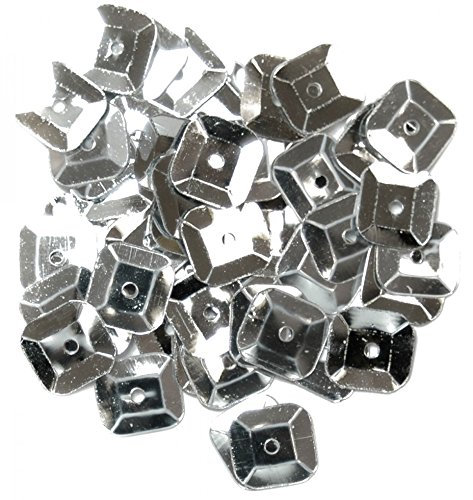 Craft Factory eckige Pailletten für Basteln, 7 mm – silber