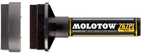 Molotow Masterpiece Speedflow Permanentmarker 767PI (Strichbreite 60 mm, Spezialtinte mit synthetischem Bitumen, hochdeckend, schnell trocknend, glänzend, nachfüllbar) 1 Stück kupferschwarz