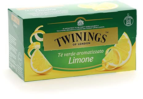 Twinings, Tè Verde Aromatizzato al Limone dal Sapore Rinfrescante, con Caffeina, Infusi e Tisane, 3 Confezioni da 25 Filtri