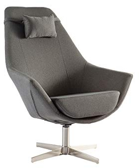 Miliboo Design-Sessel Polyester Dunkelgrau Aluminium-Sternfuß Amadeo