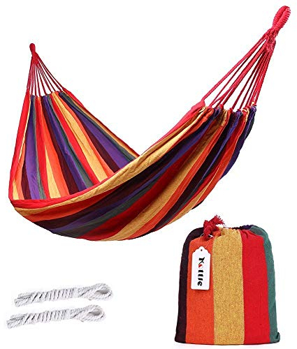 ValueHall Outdoor-weicher Baumwolle Stoff brasilianische Hängematte doppelte Breite 2 Person Reisen Camping Hängematte V7010-1 (Orange)