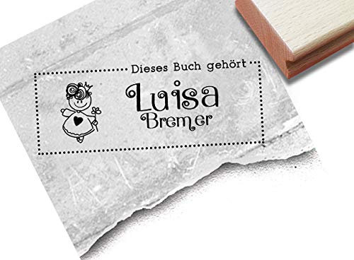 Stempel Ex Libris Stempel personalisiert Prinzessin - Individueller Buchstempel mit Name Geschenk für Kinder Einschulung Schule Bücher - zAcheR-fineT