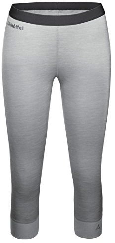 Schöffel Damen Merino Sport Pants short W, temperaturregulierende lange Unterhose, atmungsaktive Thermo Leggings in 3/4 Länge, light grey, M