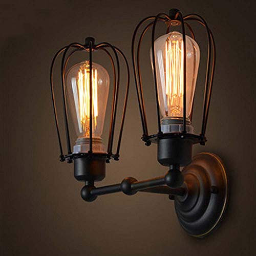 YNXing Loft Antique Iron Art Double-Head Pomelo Wall Lamp American Country Style Antique Restaurant Corridor LED Wall Lamp