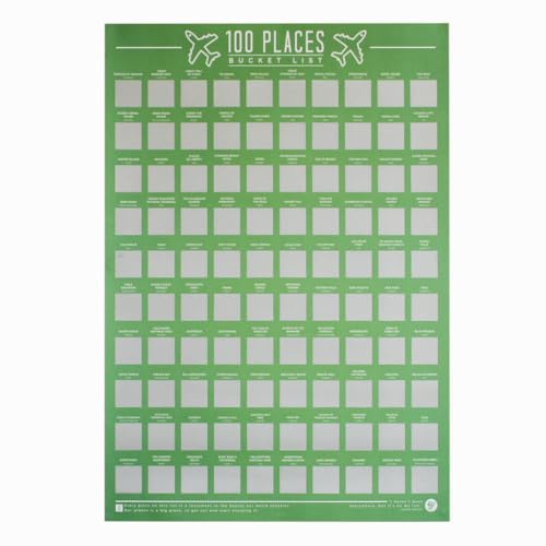 Gift Republic GR630001 100 Places-Scratch Off Bucket List Poster, Paper, Green,42 x 59.4 x 0.02 cm, Living Room