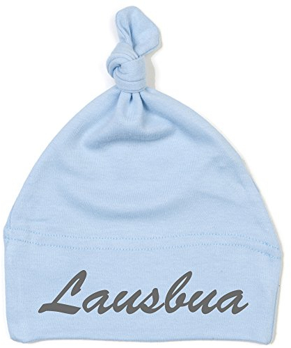 Schnoschi Babymütze in hellblau mit Lausbua hochwertig Bestickt/gestickt