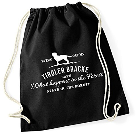 siviwonder Turnbeutel - VINTAGE What happen Logo TIROLER BRACKE Tirol Bracken Jagdhund Hund Hunde - Baumwoll Tasche Beutel schwarz