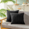 CaliTime Kissenbezüge Kissenhülle 2er-Pack Bequeme Kissenbezüge für Couch, Schlafsofa, bequem, superweich, Kordsamt, Maisstreifen, beidseitig, 40 cm x 40 cm, schwarz