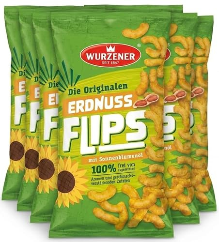 5x 180g WURZENER Original Erdnußflips mit Sonnenblumenöl vegan - 900g | knusprige vegane Erdnuss-Flips ohne Aromen & ohne Geschmacksverstärker, veganer Genuss für Freizeit & Familie ideal zu Bier