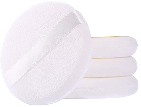 WSYUB Puderquaste, Puderquaste für Körperpuder, ultraweiche, große Velour-Körper-Puderquasten, 10,5 cm, 4 Stück, weiß, rund