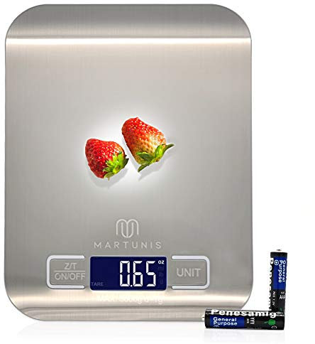 Kitchen Scales - 5KG/11 lbs Digital Food Scales LCD Display Digital Scales Kitchen, Stainless Steel Compact Weighing Scales Food Ultra Slim Design, Digital Scale Easy Clean Food Scales for Weighing