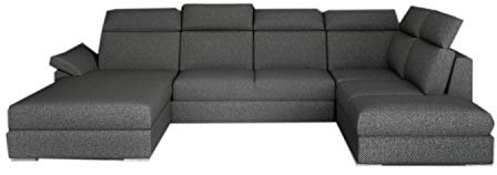 Ecksofa mit Schlaffunktion mit Bettkasten Couch U-Form Polstergarnitur Wohnlandschaft Polstersofa mit Ottomane Couchgranitur - Marvel (Anthrazit(Inari96), Ecksofa Links)