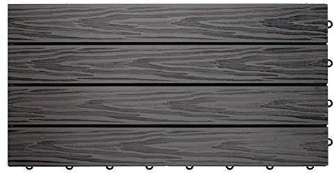 euroharry 44 Stück WPC Fliesen Balkonfliesen Terrasse 30x60cm Kunststoff Holzfliesen DIY Balkon Garten Klickfliesen