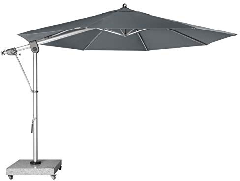 Doppler Pendelschirm EXPERT 350 cm - Runder Sonnenschirm für Garten/Terrasse - Beidseitig axial schwenkbar, bis 360 Grad drehbar - ca. 350 cm - Anthrazit