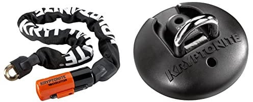 Kryptonite Strong Hold Above Ground Lock & Unisex's Evolution Chain Lock, Black/Orange, 10mm x 90cm
