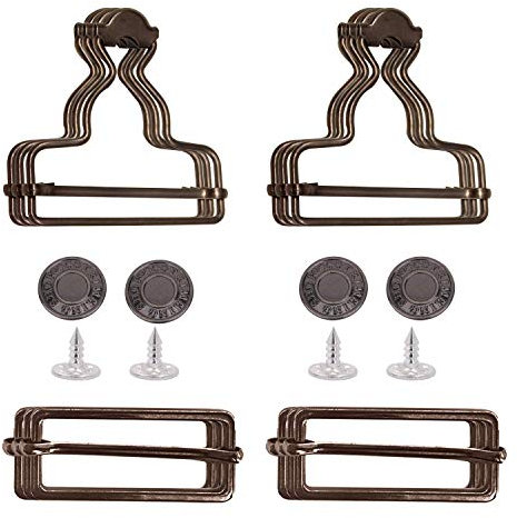 WedDecor 40mm Metal Dungaree Buckles with Tri-Glide Sliders and No-Sew Jean Buttons – Durable Adjustable Fasteners for Bib Overalls, Fashion Design & Handmade Tailoring Projects, Gunmetal, 4pcs Set