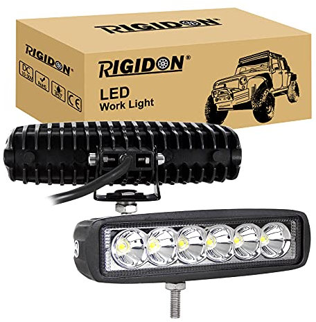 RIGIDON 2 Pcs Lichtleiste, 18W 6 Zoll 15cm Spot Strahler Offroad Beleuchtung für Auto SUV ATV, Traktor, LKW, 4x4 6000K Weiß LED Nebelscheinwerfer, Arbeitsscheinwerfer, Arbeitslicht