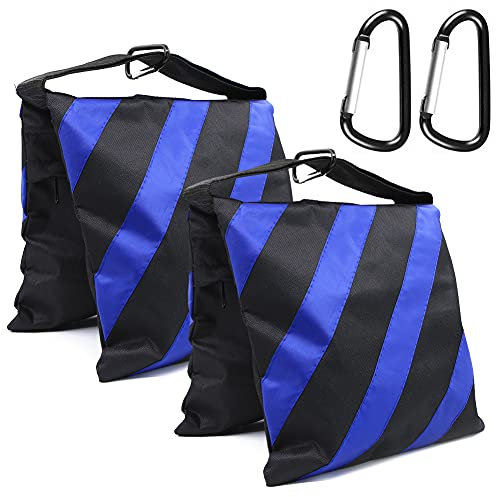 Sandsäcke für Fotografie, Sandsack mit Karabiner, leerer Sandsack für Fotografie-Lampenstativer, Lichtständer-Stativ, 2 Stück (Blau)