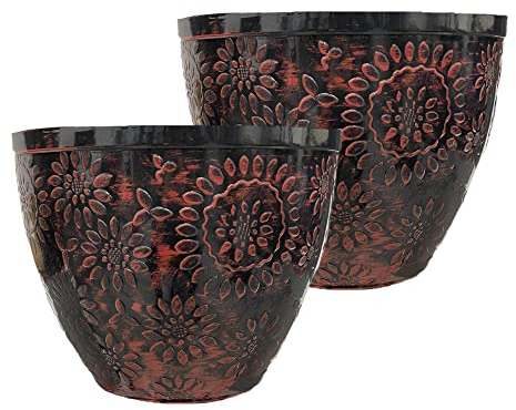 SG Traders Pack Of 2 X-Large Plastic Round Chengdu Garden Plant Pots Planter Indoor Outdoor Pots Top Diameter Flower Pot with Drainage Holes, Beautiful Planters for Your Garden Needs (30, 36, 40cm)