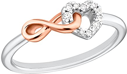 s.Oliver Ring 925 Sterling Silber Damen Ringe, mit Zirkonia synth., Bicolor, Infinity, Kommt in Schmuck Geschenk Box, 2032574