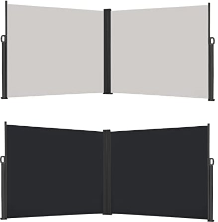 XMTECH Seitenmarkise Wandmarkise Ausziehbar Markise, Seitenwandmarkise Markisenstoff für Garten, Sichtschutz Sonnenschutz Windschutz - 200x600cm, Anthrazit