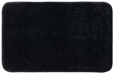 MIULEE Teppich Badematte Badezimmerteppich rutschfest Waschbar Badteppich Bettvorleger Badvorleger Saugfähige Duschvorleger Fussmatte für Wohnzimmer Schlafzimmer Badezimmer 60x90 cm Schwarz