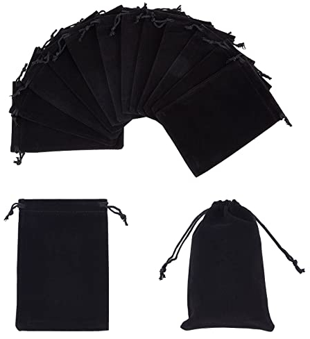 nbeads 20 Stück Polyester Samtbeutel Mit Kordelzug, 15x10 cm Rechteck Halskette Ohrringe Schmuck Beutel Süßigkeiten Sack Geschenk Aufbewahrungsbeutel Für Party Hochzeit Weihnachtsgeschenke, Schwarz