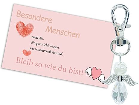 MKISHINE Schutzengel Schlüsselanhänger Besondere Menschen Geschenk Gastgeschenk Oma Mama Freundin Karte Perlenengel Danke Engel Freundin Karte für abschied kollegin freundschaftsgeschenke