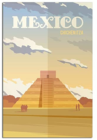 Chichen Itza Mexiko Skyline Vintage Reise Poster Leinwand Wand Home Room Decor Kunst Poster Malerei Bild Druck Geschenk Poster