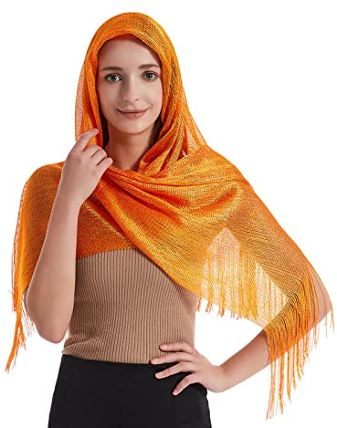 JK Home 190cm Echarpe Longue Femme Métallique Brillant | Châle Etole pour Mariage Cérémonie Soirée Demoiselle d'Honneur