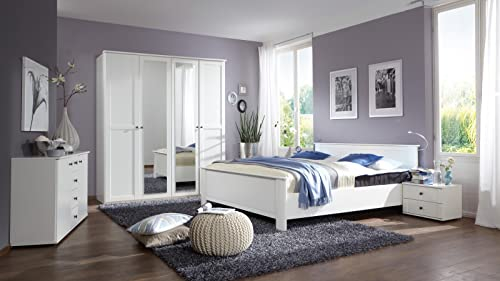 möbelando Komplettschlafzimmer Chalet in Weiss mit 2 Schubladen und 4 Türen. Abmessungen (BxHxT) 474x210x210 cm
