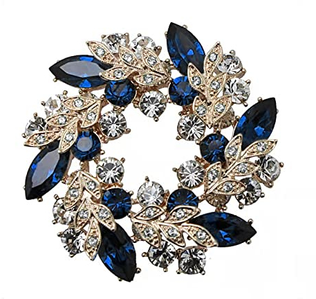 KONFEN Broches pour Femmes, Broche Fleur Cristal avec Feuille Zircone, Broche Femme Vetement, Une Broche Vintage Broche Pince Veste Pull Bijoux Cadeau Pour Vêtements sacs à dos Décor Mariage Noël