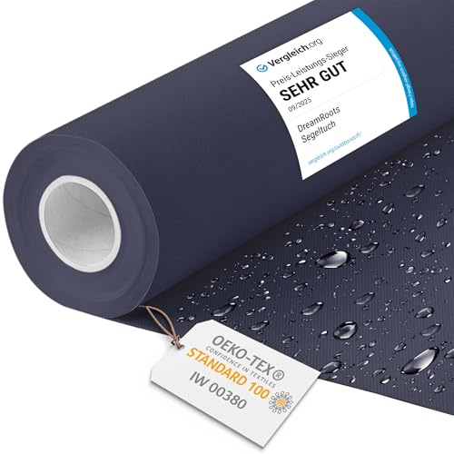 DreamRoots Markisenstoff wasserdicht Meterware, Marineblau, Laufmeter | Oxford Segeltuch, Polsterstoff, 160 cm breit, 220 g/m² 600D, wasserabweisend, für außen & Deko