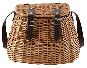 Weiden-Picknickkorb, Angelkorb, Trage-Geschenkkorb mit Deckel und Schultergurt