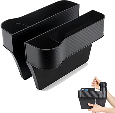 SSyang Auto Aufbewahrungsbox, 2 Stücke Auto Aufbewahrungsbox Sitz, 25.8 * 6.1 * 16.4cm, Auto Aufbewahrungsbox Mittelkonsole, Einfache und Schnelle Installation, für Aufbewahrung im Auto(Schwarz)