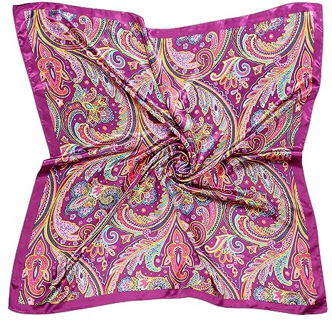 DRESHOW Donna Foulard Quadrato Grande in Raso Sciarpe per Capelli Accessori in Seta Bandane da Spiaggia con Motivi Classici