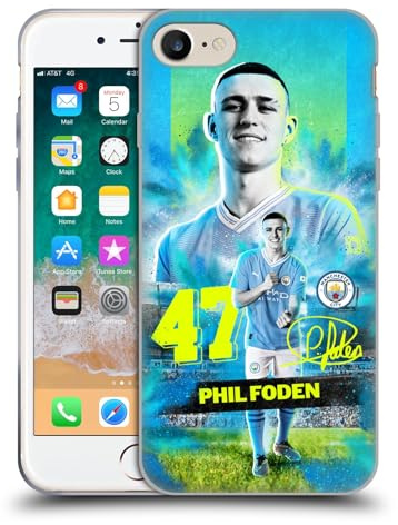 Head Case Designs Offizielle Manchester City Man City FC Phil Foden 2023/24 Erstes Team Soft Gel Handyhülle Hülle kompatibel mit Apple iPhone 7/8 / SE 2020 & 2022